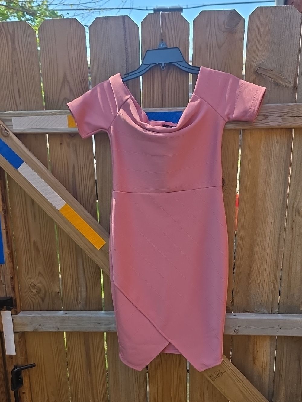 Off-Shoulder Pink Sheath Dress